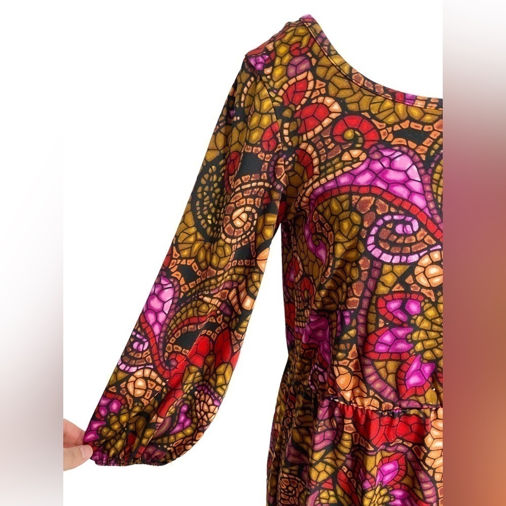 C'est La Vie Colorful Mosaic Print Midi Dress - Picture 5 of 13